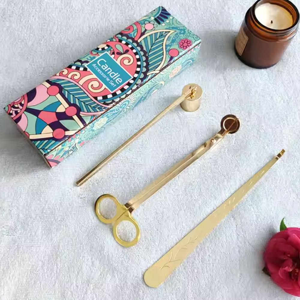 Wick Trimmer Candle Snuffer Candle Wick Dipper Hook 3-1 DIY Candle Care Kit with Gift Box Candle Accessories Birthday Gifts