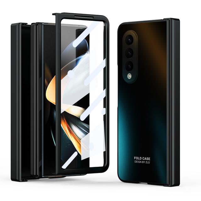 

Чехол на петлях с покрытием для Samsung Galaxy Z Fold 4, жесткий противоударный чехол для Z Fold4 5g с передним стеклом для Z Fold3 5g Case Only чёрный