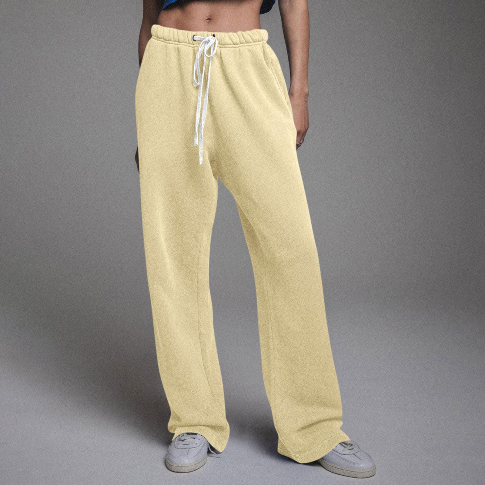 

Женские пижамные штаны, одежда для сна, повседневные брюки с эластичной резинкой на талии, удобные прямые свободные брюки для йоги L бежевый