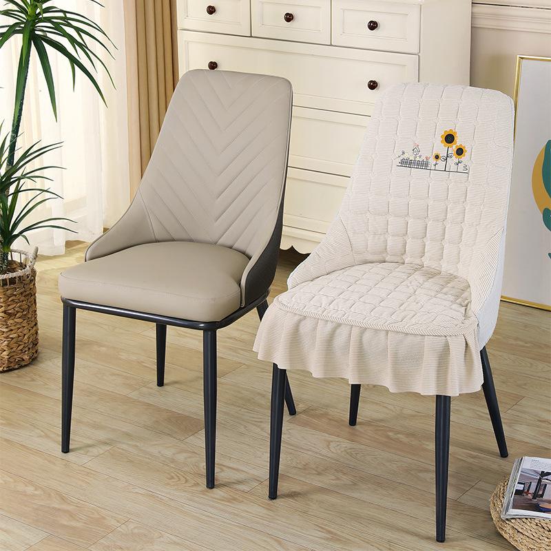 Special-shaped Chair Cover Armrest Stool Cover Nordic Fabric Elastic Curved One-piece Home Dining Table Seat Cover