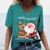 Plus Size 6XL Merry Christmas Women's Short sleeved V-neck T-shirt Christmas Tree Santa Claus Letter Print Simple Trendy Trend Women Clothing