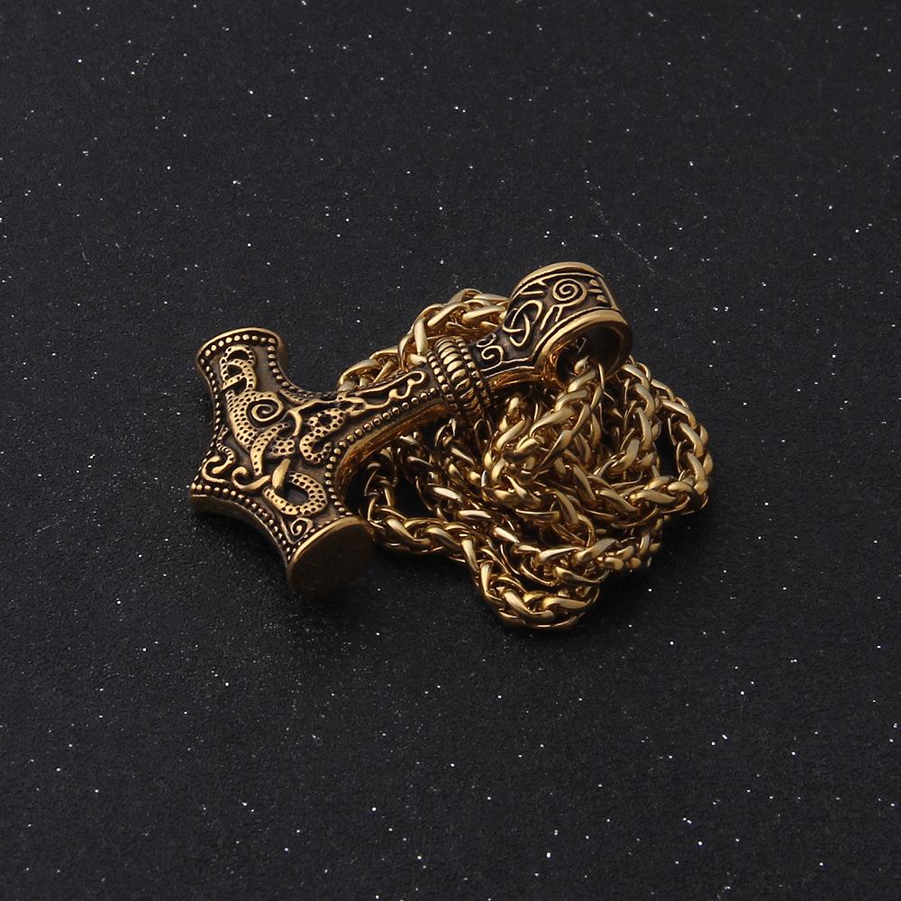 Vintage Stainless Steel Thors Hammer Necklace Nordic  Pendant Necklace Viking Scandinavian Norse Man Male Amulet Hip-hop Jewelry Gift