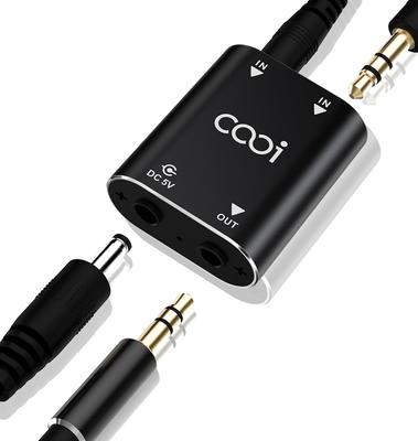 Cooidea 2 Channel Stereo Audio Mixer Metal Compatible with AUX 2 In 1 Out Mini Stereo Sound Mixer with 1 Meter Audio Cable for Headphones - Shell,