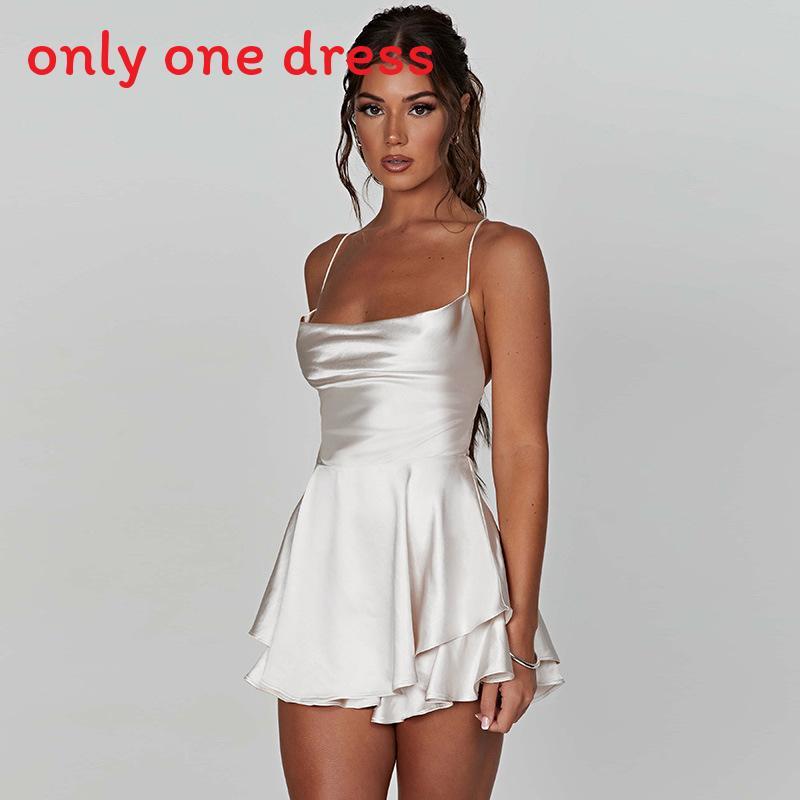 Summer Sexy Slip Dress With Spliced Polyester And Spandex For Night Out