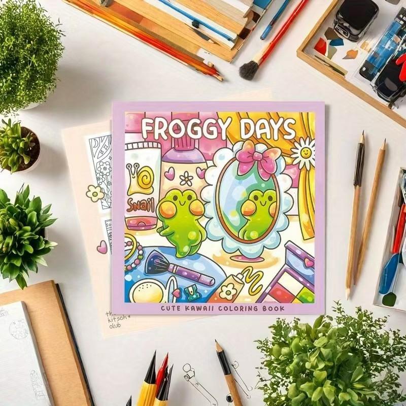 48 Seiten Cartoon Süß Europäischer Stil Malbuch für Erwachsene, Zeichen- und Kunstzubehör Geschenk für Weihnachten & Thanksgiving