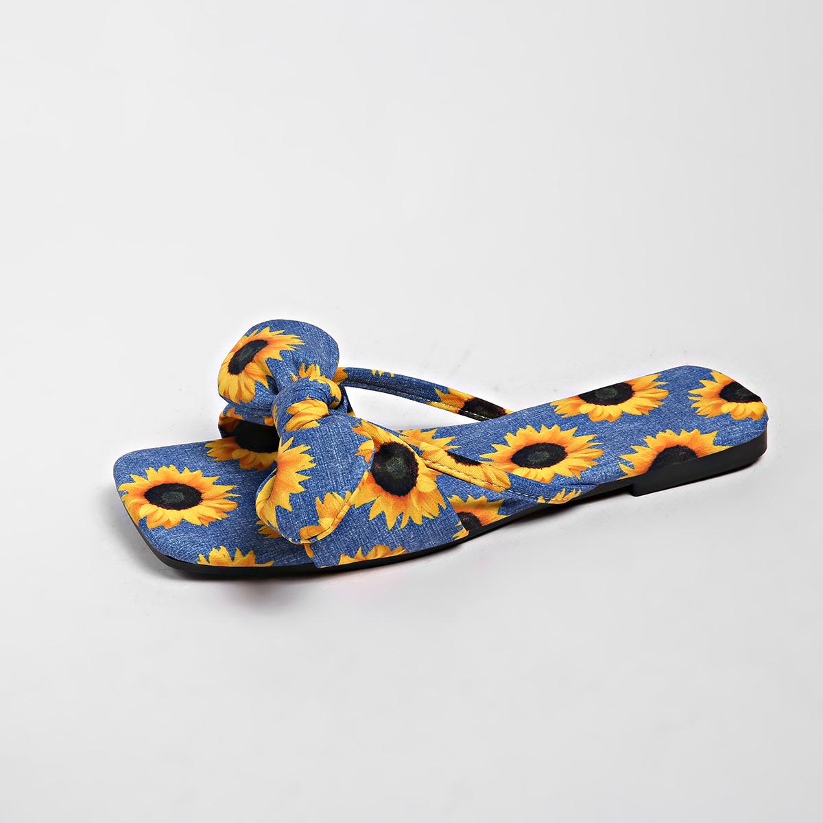 

Летние женские шлепанцы больших размеров на плоской подошве, пляжные сандалии с бантами, повседневная обувь для отдыха, подходящая к купальникам и платьям 36