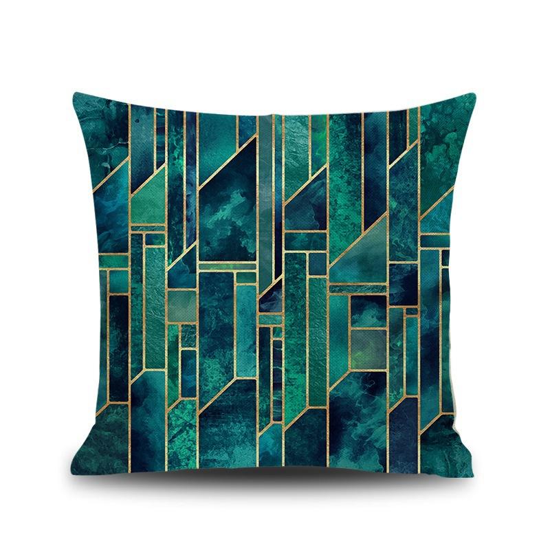 Ins Style Marble Geometric Linen Pillow Sofa Cushion English Letters