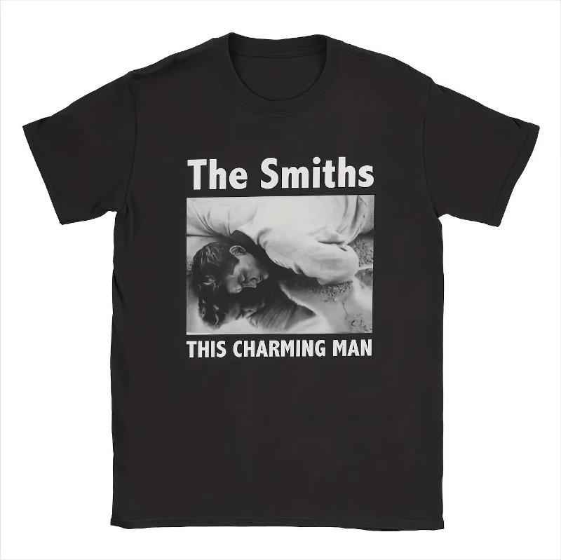 

Retro style black Tshirt with white printed Unisexs The Smiths Morrissey this charming patterned Tshirt 4XL