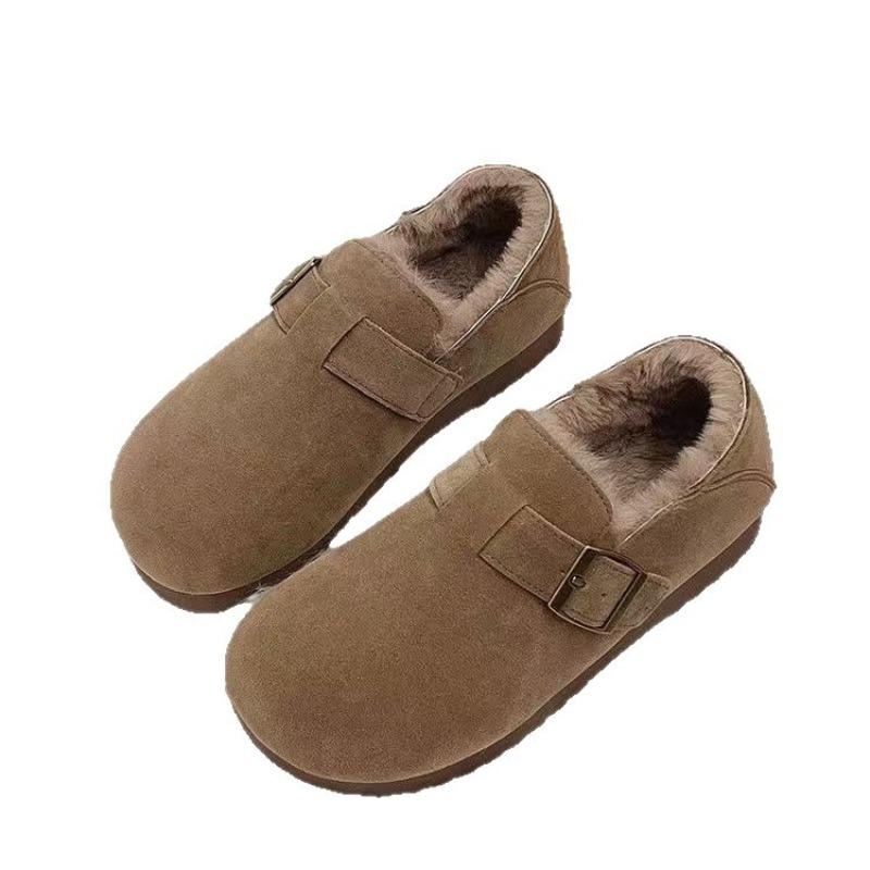 Warm Fleece Full-cover Shoes, Women's Versatile Thick-soled Shoes, Casual One-step Cotton Shoes