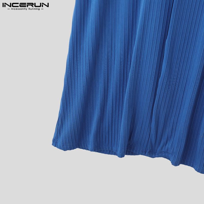 INCERUN Men Lapel Neck Long Sleeve Texture Casual Open Front Long Cardigan Coats