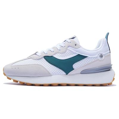 Li Ning Fangyuan Klassische Synthetikleder Strapazierfähig Atmungsaktiv Low-Top Sportliche Freizeitschuhe Herren Sneaker Weiß Grau Grün AGCT047-1
