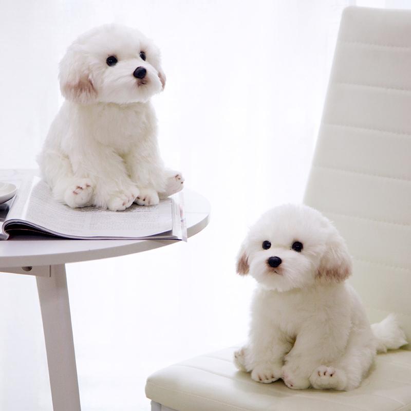 High Quality Lifelike Maltese Dog Plush Toy Soft Cartoon Animal Dog Stuffed Doll Home Decoration Birthday Gift