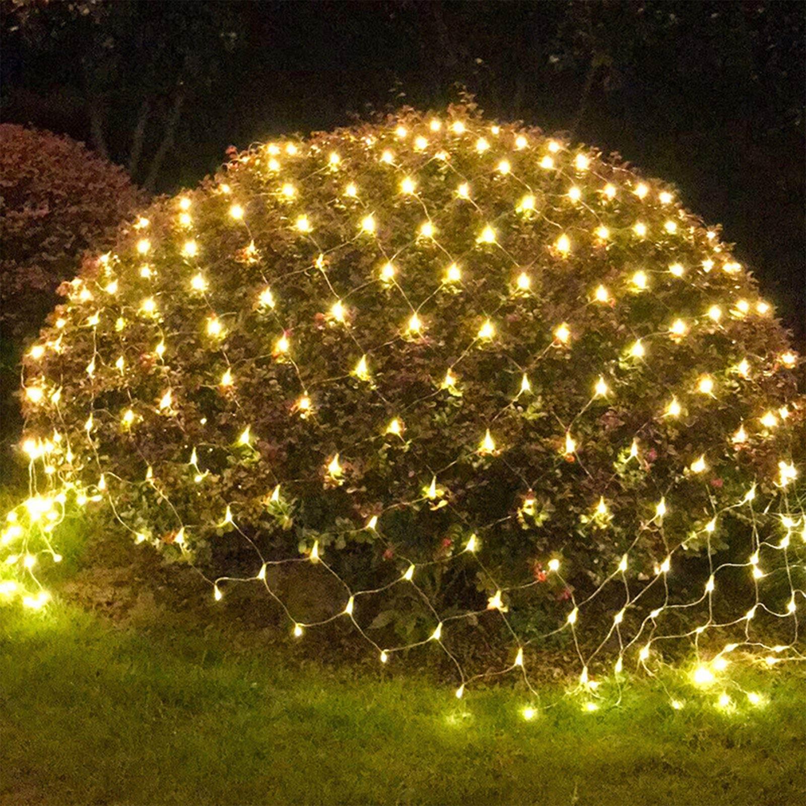 

96 LED Mesh Lights Outdoor, 5ft X 5ft String Lights With 8 Modes Plug In Connectable Mesh Lights For Bushes Holiday Yard Garden Party Wedding золотий