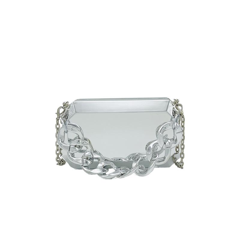 Bags Mirror Acrylic Box Bag 2025 New European and American Fashion Thick Chain Hand-held Ladies Crossbody Dinner Bag