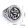 Personalized Trendy Men's Punk Ship Anchor Navy Style Skull Head Ring