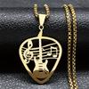 A Stylish And Unique Necklace Suitable for Both Men And Women, Featuring a Guitar Note Pendant, Perfect As a Gift for Music Enthusiasts.