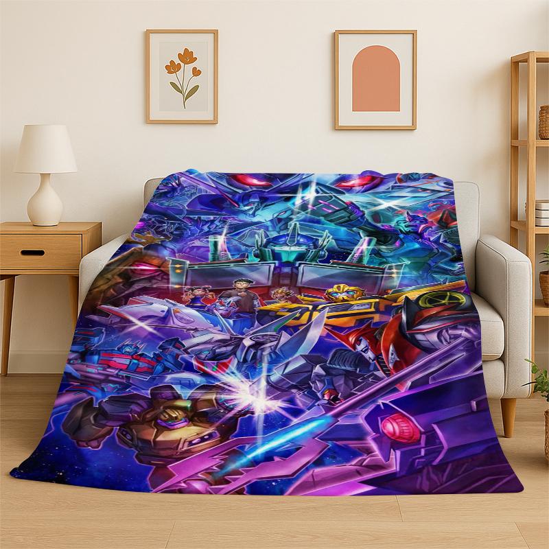Classic Gundam Cartoon Robot Flannel Blanket Soft Warm Throw Blanket for Bedroom Living Room Bed Travel Camping Picnic Kids