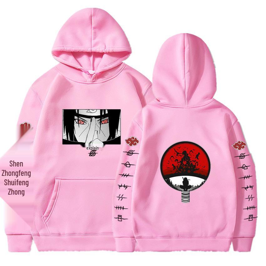 2024 Naruto Anime Men's Trendy Fleece Hooded Sweatshirt - Spring/Autumn Casual Long Sleeve