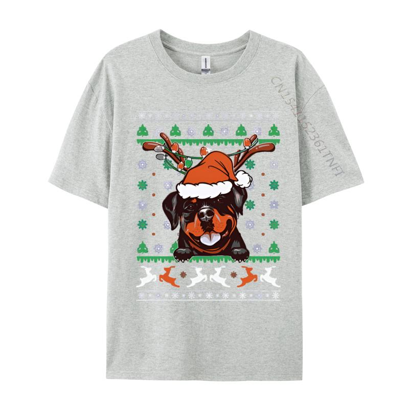 Classic Tshirt Ugly Christmas Rottweiler Reindeer Tshirt For Unisex Printed T Shirt Cotton Green And White Graphic T Shirt S