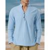 Men Stand Collar Long Sleeve Casual Shirt