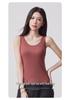 Lace Trim Strappy Tank for Women with Built-in Padding, Fixed Cups; Wear As Outerwear or Base Layer, Wide Shoulder Style.