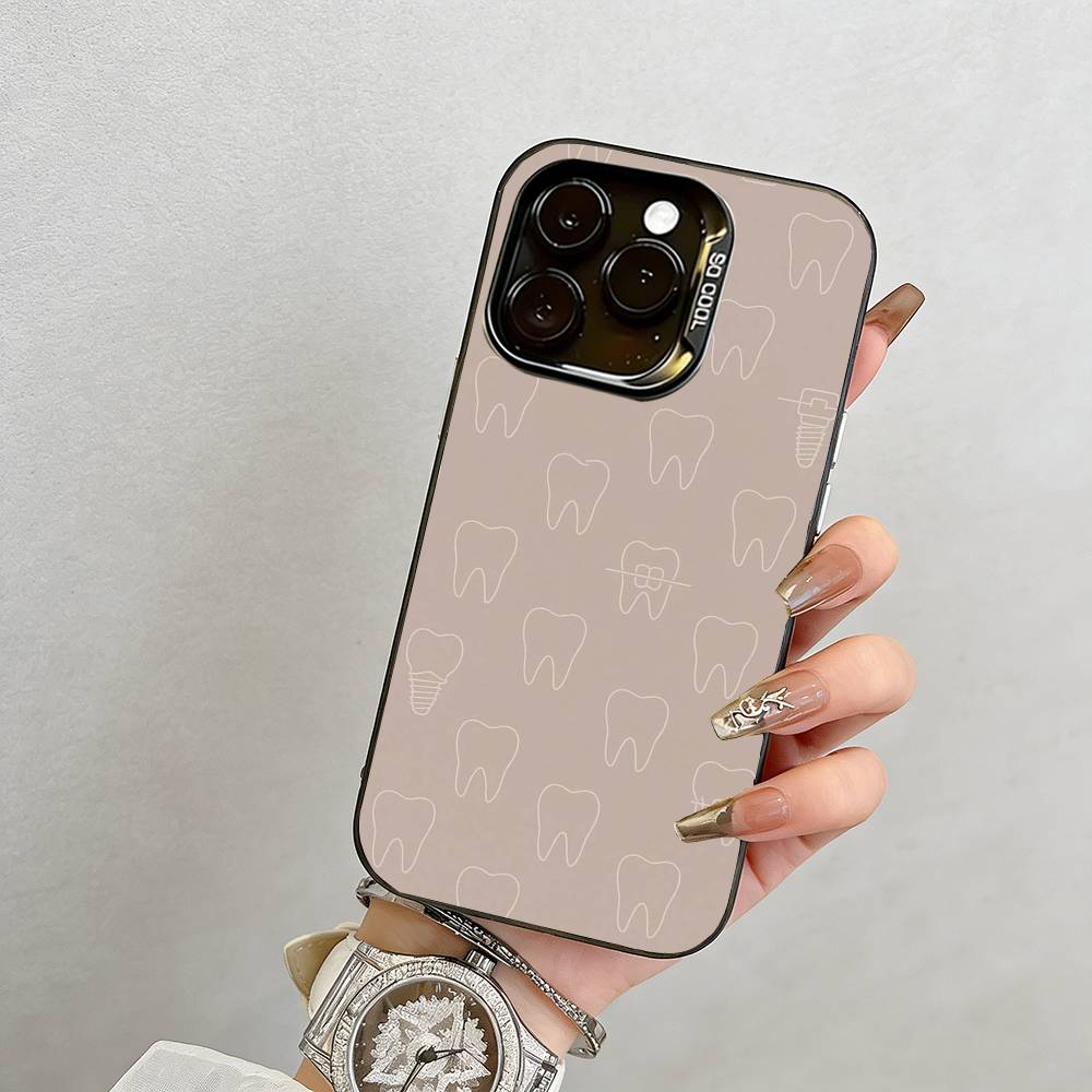 

Dentist Teeth Tooth Collage Phone Case For iPhone 17,16,15,14,13,12,11 Plus,Pro Max,XS,Colorful Silver Black Cover iPhone17ProMax