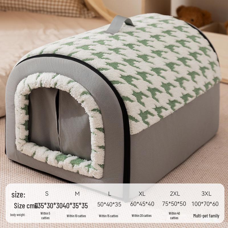 Arc-Shaped Thickened Pet Nest for Autumn and Winter - Large Space Cat and Dog Bed, Removable