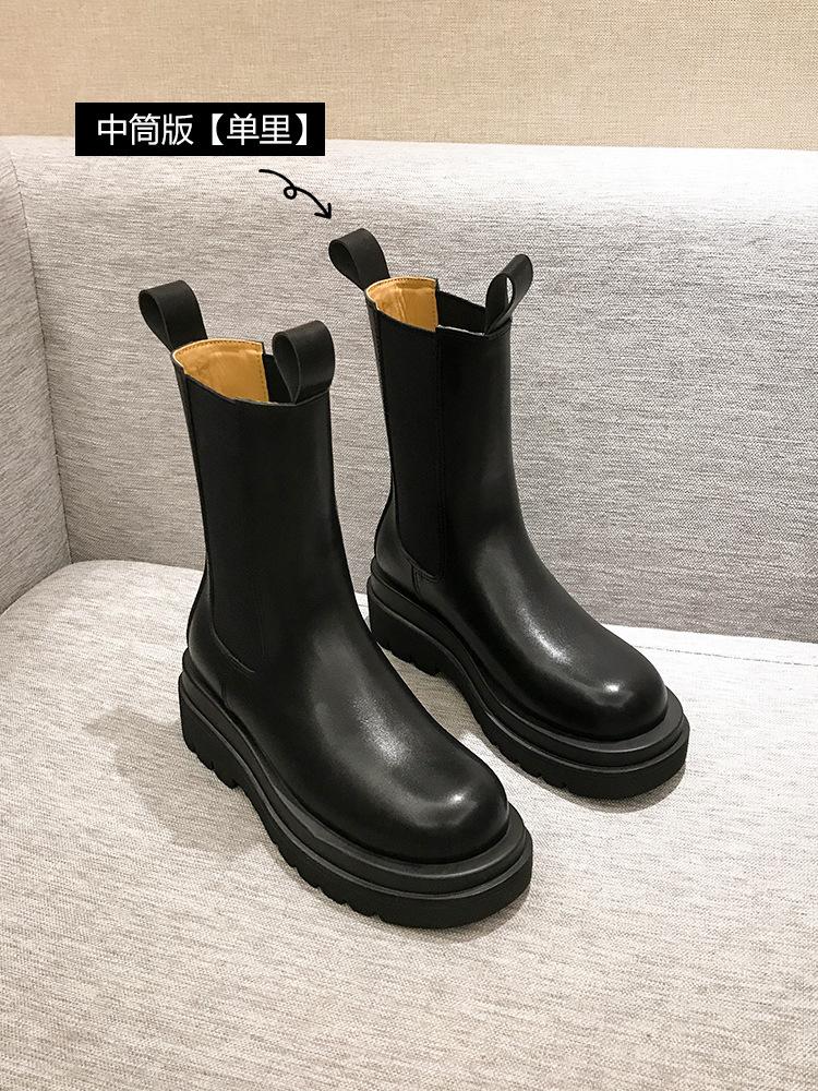 ~ Thick-soled Martin Boots Women's Medium Boots Locomotive Boots Chelsea Short Knight Boots Women's Boots Short Boots