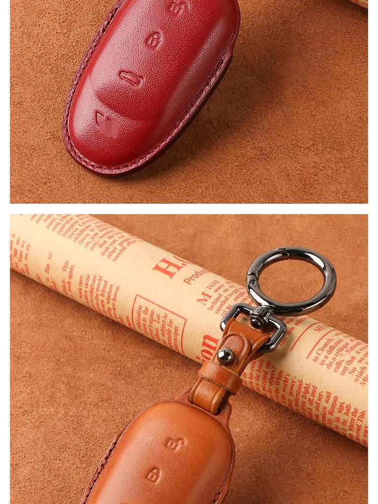 Premium Cowhide Genuine Leather Key Case for L9 Model - Ideal Car Key Protector