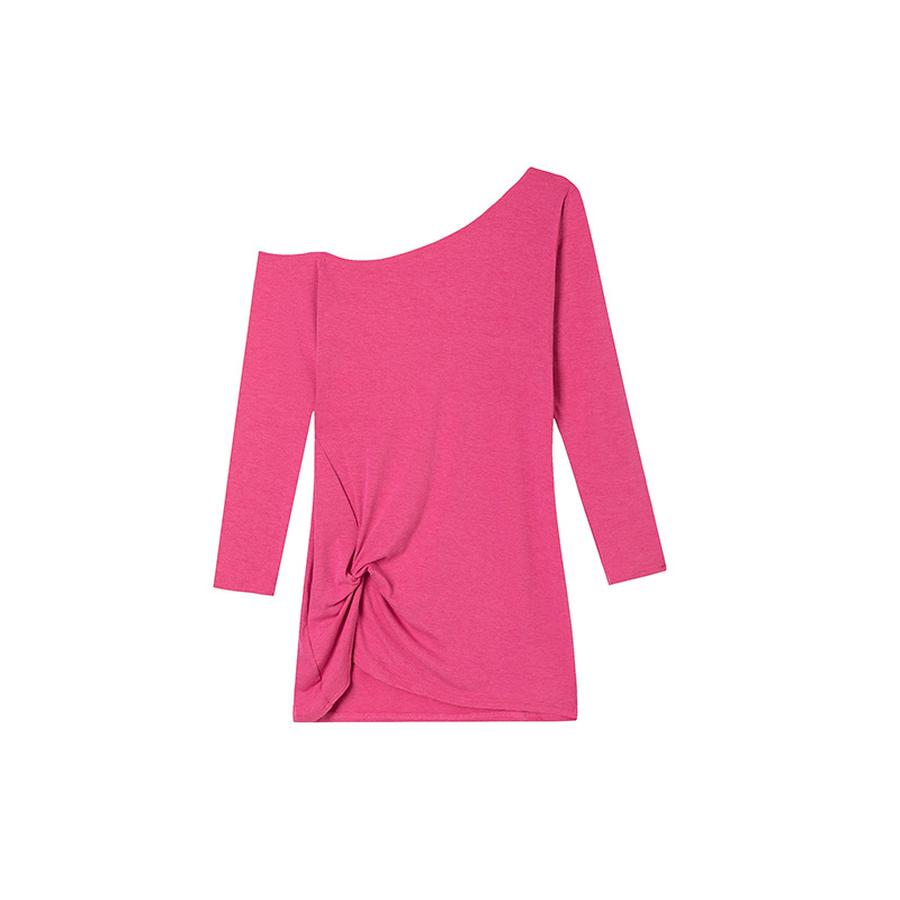 Nuova T-shirt Casual a Manica Lunga Larga Monocolore per Primavera/Autunno Abito Casual Abbigliamento Donna