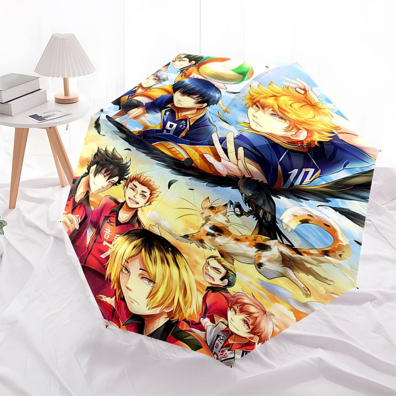 

1pc Haikyuu!! Volleyball Anime Characters Umbrella - Automatic Opening & Closing, Portable 3-Fold Design, 8-Rib Iron Frame Outdoor Umbrella, Perfect G