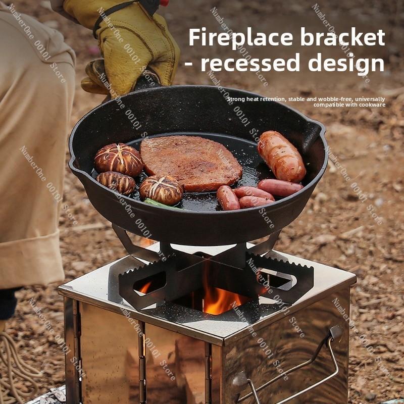 Outdoor folding wood stove: mini stainless steel grill