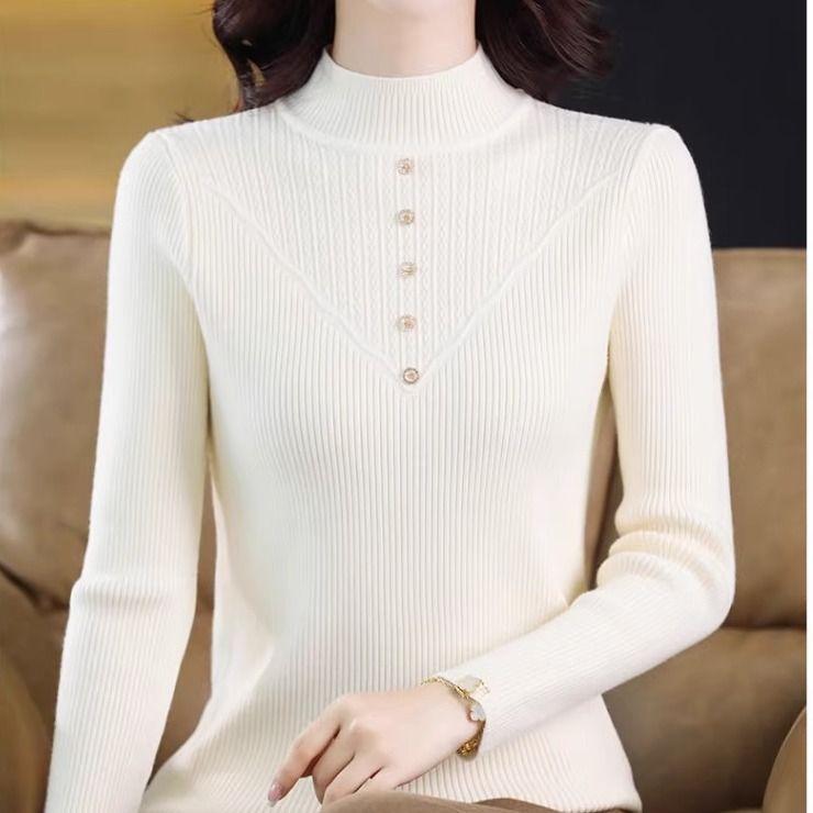 Half-high Collar Sweater Base Shirt Long-sleeved Perfect for Autumn and Winter Versatile and Fashionable Knitted Top