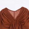 European and American Autumn and Winter New Women's Clothing Temperament Waist V-neck French Casual Solid Color Dress