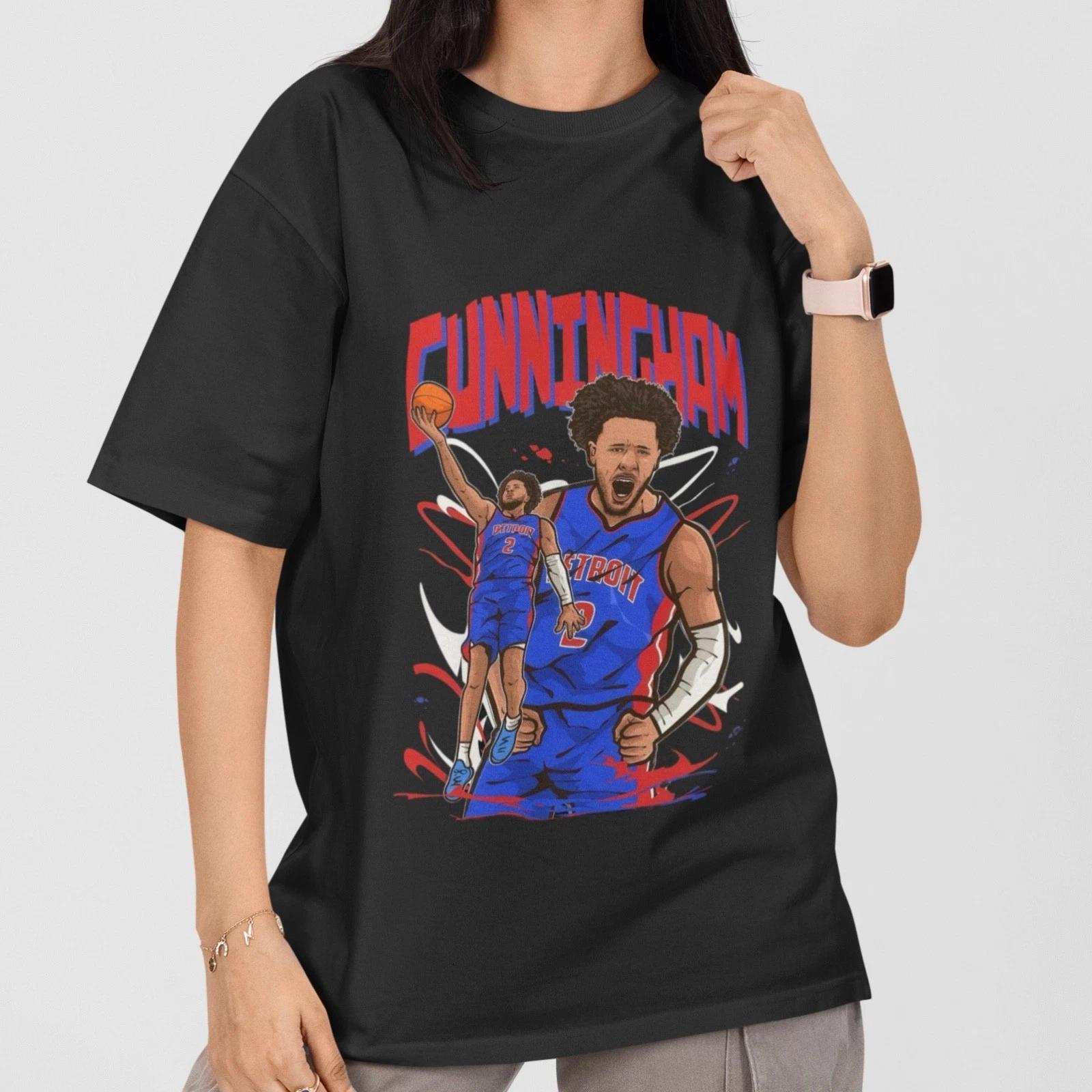 Cade Cunningham Cartoon T-Shirt Detroit Basketball Graphic Tee NBA Streetwear XS