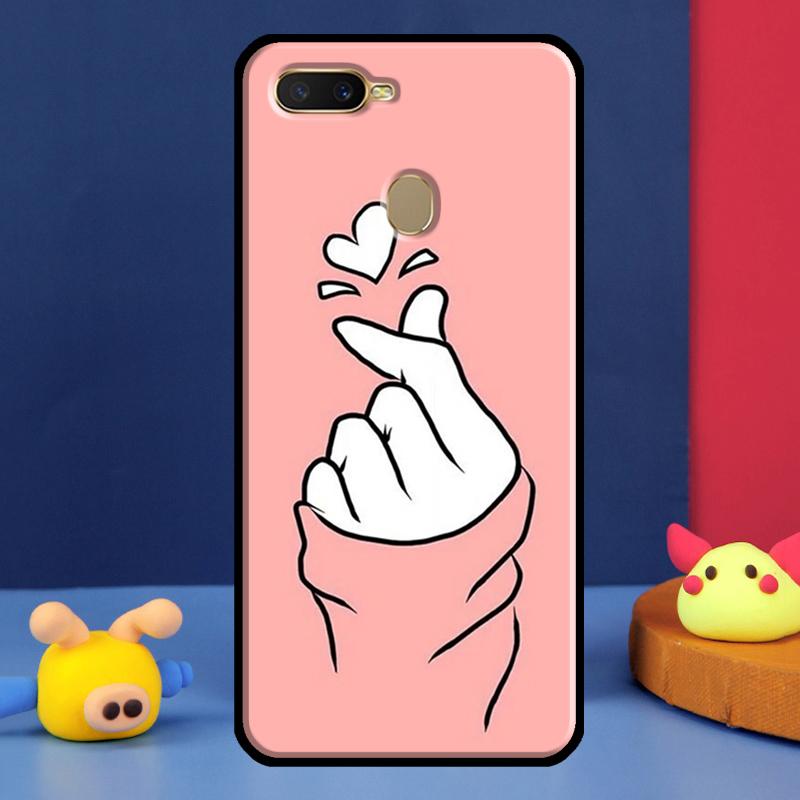 Kpop Finger Heart Case For Oppo A96 A76 A16 A74 A94 A54 S A57 A77 A58 A78 A98 A5 A9 A91 A15 A17 A52 A72 Cover