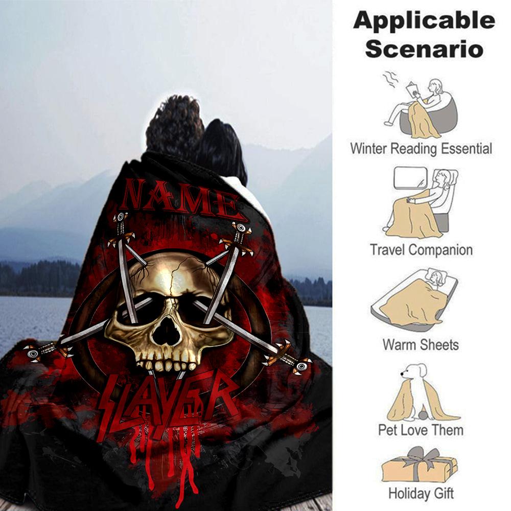 Customiz Name Personality Slayer logo Blanket Soft &Warm Sofa Office Bed Travel Lunch Break Blanket, Gift Suitable All Seasons