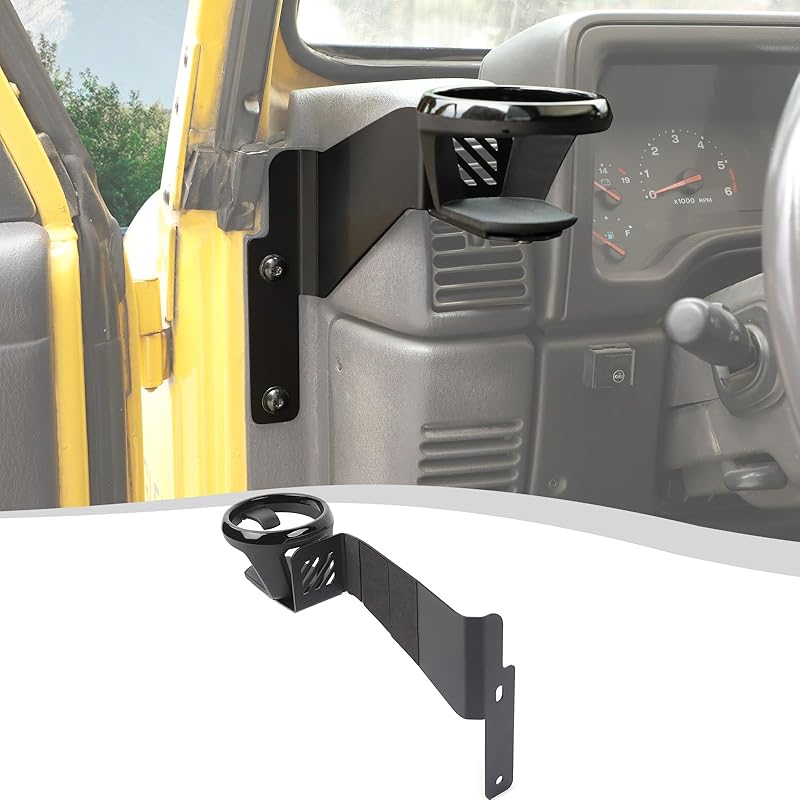 Center Console Cup Holder Expander Fit For 1997-2006 Jeep Wrangler TJ, Mounted Drink Holders(Left Black) Left Side