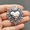 4 pcs Sacred Heart  Large Boho Filigree Love Heart Charms Pendants for DIY Jewellery Making Accessories Enameled Sacred Heart