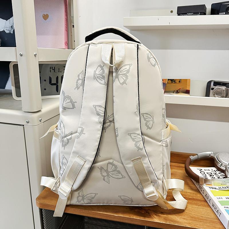 Butterfly Print Junior High School Student Schoolbag Women's Large Capacity Travel Lightweight Backpack with Coin Purse