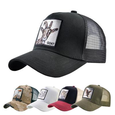 Módní kšiltovky trucker s výšivkou nášivky kozy Čtyřsezónní snapback baseballová čepice pro muže ženy Nastavitelný klobouk se štítkem