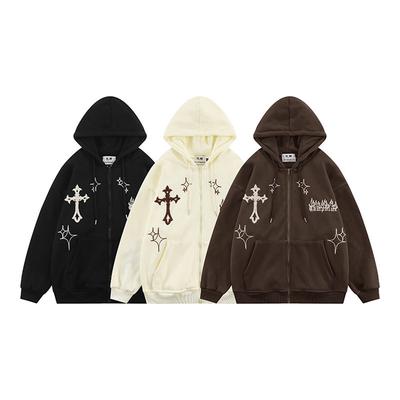Zip Up Cotton Hoodie for Men Star Graphic Hoodies Y2k Jacket Fashion Aesthetic Sweatshirt Y2k Gothic Clothes