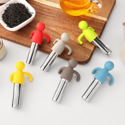 Figure-Shaped Silicone Tea Infuser Flexible Heat-Resistant Tea Strainer for Loose Leaf Easy-Clean Filter for Home Office Novelty Tea Accessory