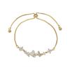 Elegant Gold-Plated Butterfly Bracelet with Micro-Paved Zirconia and Shell, Adjustable Pull-String Design for Women