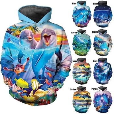 Felpe con cappuccio con stampa 3D e delfini in saldo, felpe casual da uomo e da donna, felpe oversize da strada per bambini