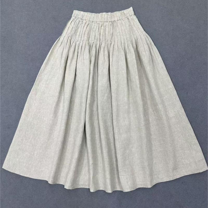 Johnature Japanese Pressed Drawstring Skirts Spring Summer Casual Versatile All Match Women Skirts