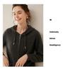 2024 A/W Women's Pure Cashmere Hooded Double Zipper Cardigan - Solid Color, Stylish & Warm.