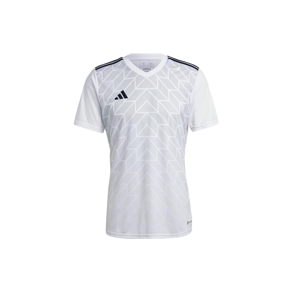 Adidas Team Icon 23 Geometric Pattern V-Neck Short Sleeve Soccer Jersey Men Tops White HR2630