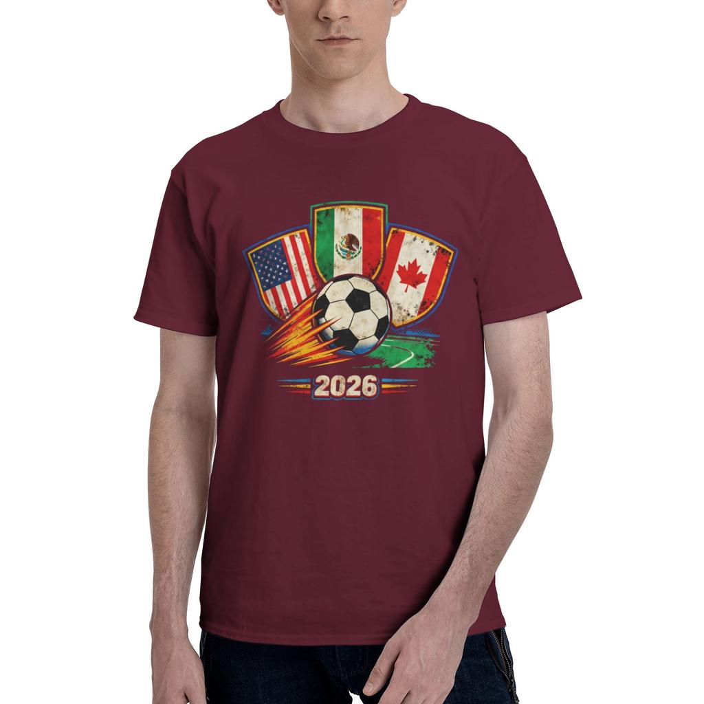Custom Unisexs 2026 Football Soccer Cups T Shirt Short Sleeve Cotton Tshirt Casual Usa Canada Mexico Tee Loose Fit