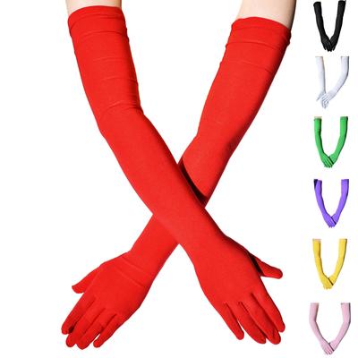 57cm Long Milk Silk Stretch Gloves Sun Protection Thin Festival Performance Party Dance COS Costume Gloves